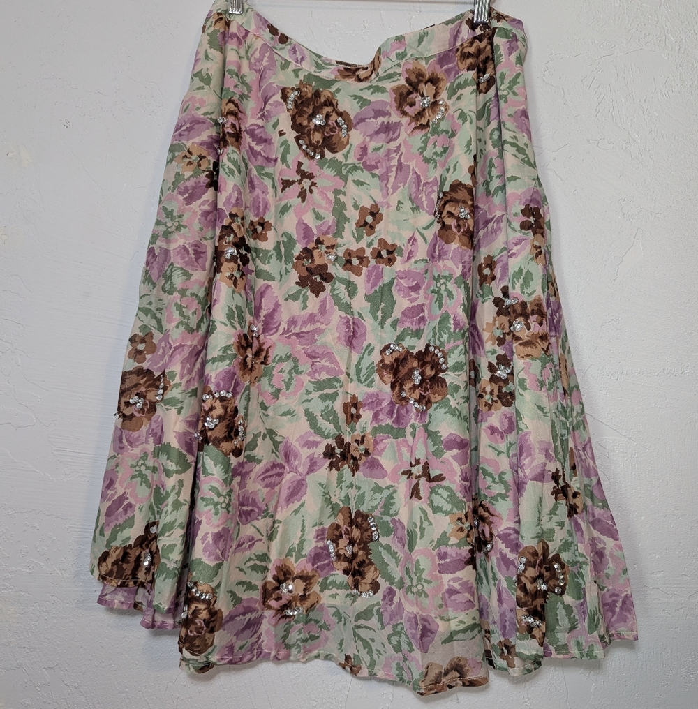 Vintage Deadstock Boho Cotton Flowy Floral Skirt Chic Cottagecore Soft Girl Y2K